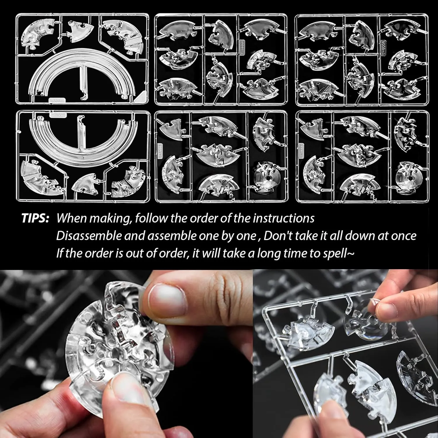 3D Crystal Puzzle, 40PCS Saturn Assembly Brain Teaser with Light-Up Wood Base, Plastic Saturn DIY Puzzle Blocks 3D Model Toy for Kid 14  (White)