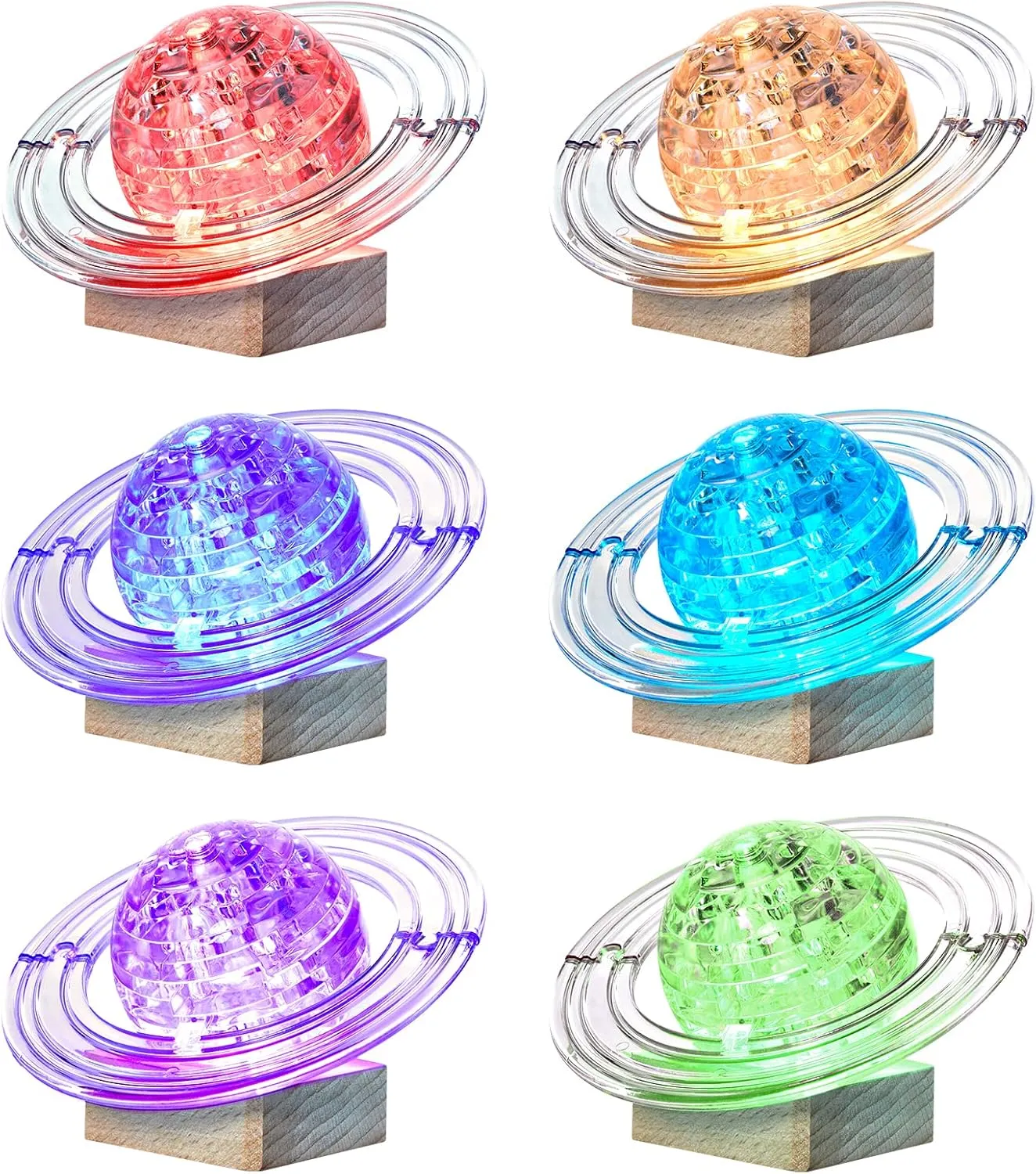 3D Crystal Puzzle, 40PCS Saturn Assembly Brain Teaser with Light-Up Wood Base, Plastic Saturn DIY Puzzle Blocks 3D Model Toy for Kid 14  (White)