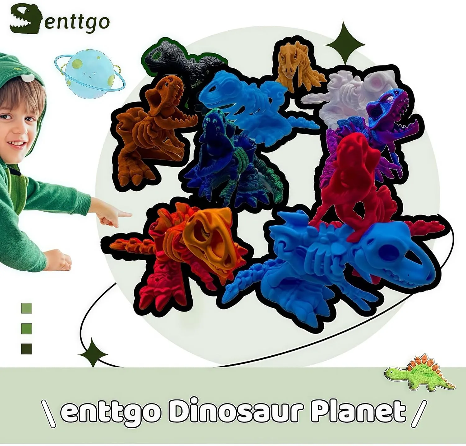 3D Printed Dinosaur Model, Cute and Fun Dinosaur Skeleton Design Decoration - Premium Quality 3D Printed Toy. (Red)
