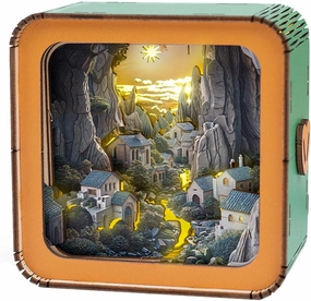 3D Puzzle Nightlight-DIY LED Light Canyon Village Wooden Puzzle-Art Lamp and Craft Kits for Kids and Adults-Birthday Gifts Toys-Home Desk Decor Family Game