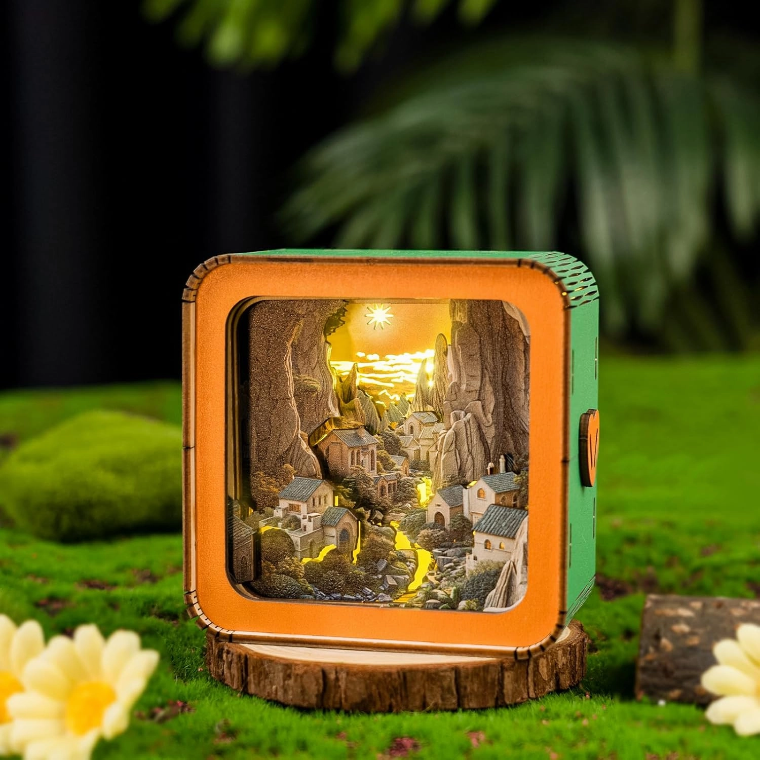 3D Puzzle Nightlight-DIY LED Light Canyon Village Wooden Puzzle-Art Lamp and Craft Kits for Kids and Adults-Birthday Gifts Toys-Home Desk Decor Family Game