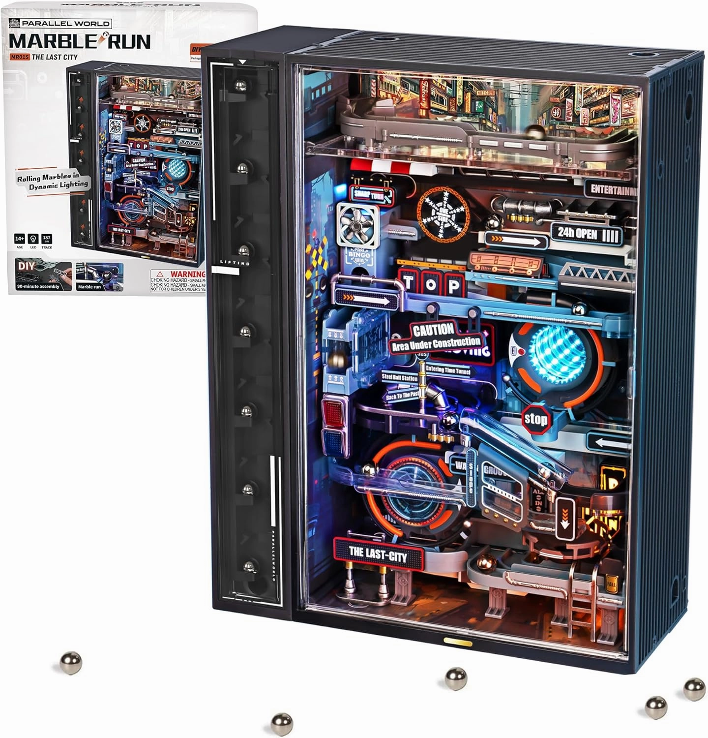3D Puzzles Electric Marble Run Model Kits, Building Sets for Ages 14 , 3D Puzzles for Games, STEM Toys for Kids, Boys Girl Birthday Gifts, Parallel World-The Last City
