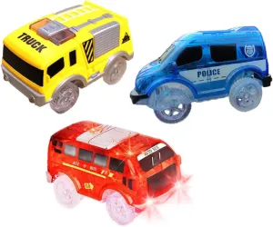3pcs Car Toys Led Lights Battery-Powered Track Cars for Boys and Girls Safe Design for Play Includes and Vehicles