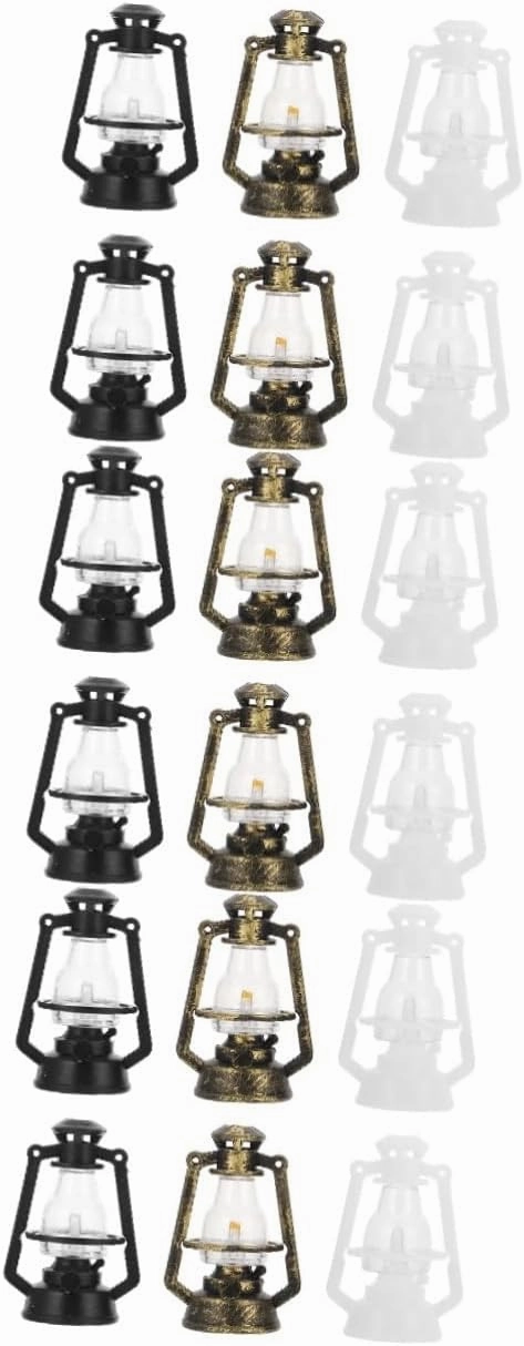 3sets Miniature Lantern Models for Dollhouses Compatible Kerosene Lamps Retro Style Photo Props Craftsmanship 6pcs*3