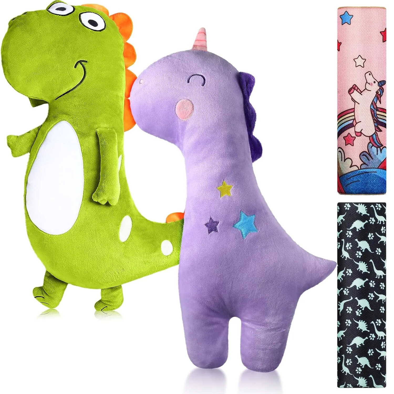 4 Pack Seatbelt Pillow for Kids Soft Car Seat Belt Cover Unicorn Baby Car Seat Strap Covers Dinosaur Kids Seat Pad Strap Seat Belt Cushion Head Rest Support Shoulder for Girls Boys Baby Car Stroller