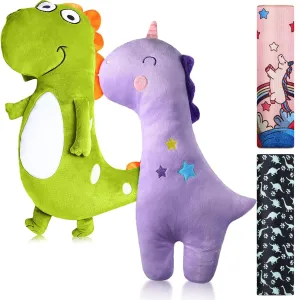 4 Pack Seatbelt Pillow for Kids Soft Car Seat Belt Cover Unicorn Baby Car Seat Strap Covers Dinosaur Kids Seat Pad Strap Seat Belt Cushion Head Rest Support Shoulder for Girls Boys Baby Car Stroller