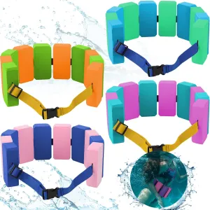 4 Pcs Swim Belts Flotation Belts Waist Belts Bubble EVA Foam Safety Training Back Floating Board with Adjustable Belt for Adults Beginners Water Aerobics and Pool Exercise, Random Color