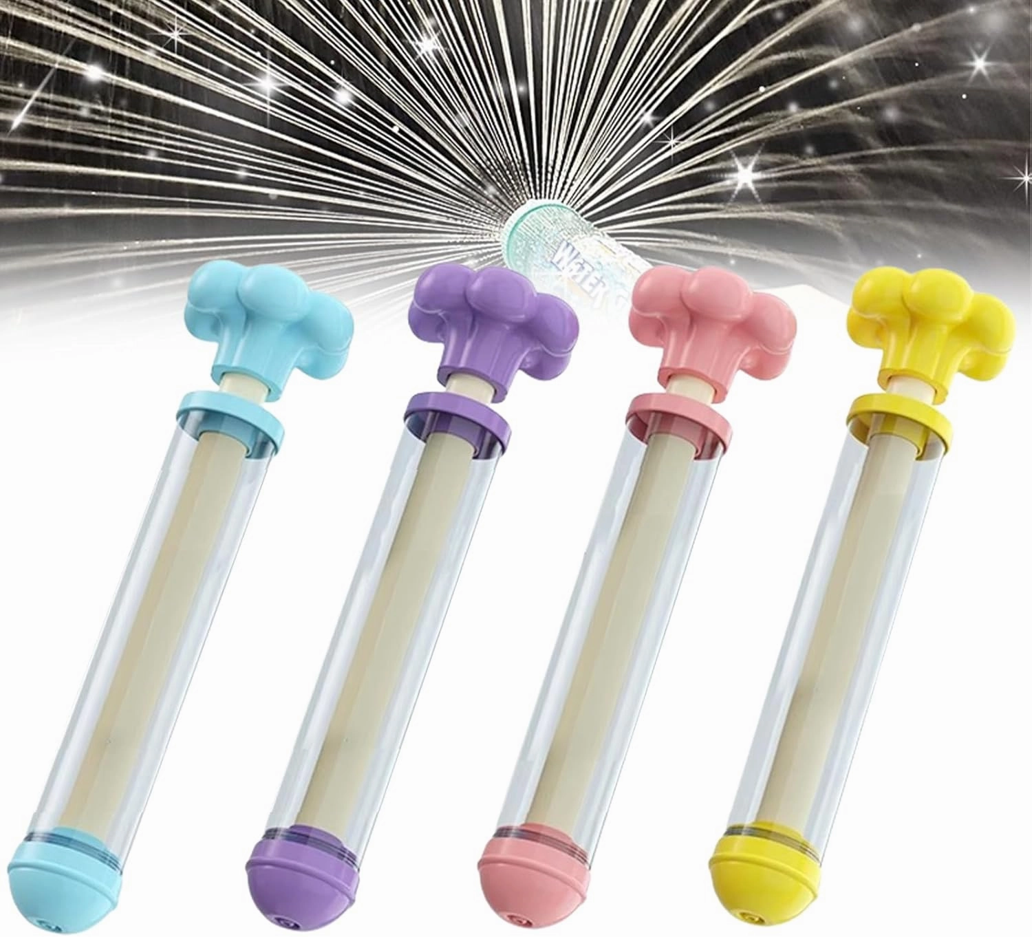 4 PCS Firework Water Gun, Firework Water Guns for Pool Parties, High-Pressure Pull-Out Sprinkler Toy, Beach & Backyard Fun, Interactive Pool Game for Family and Friends