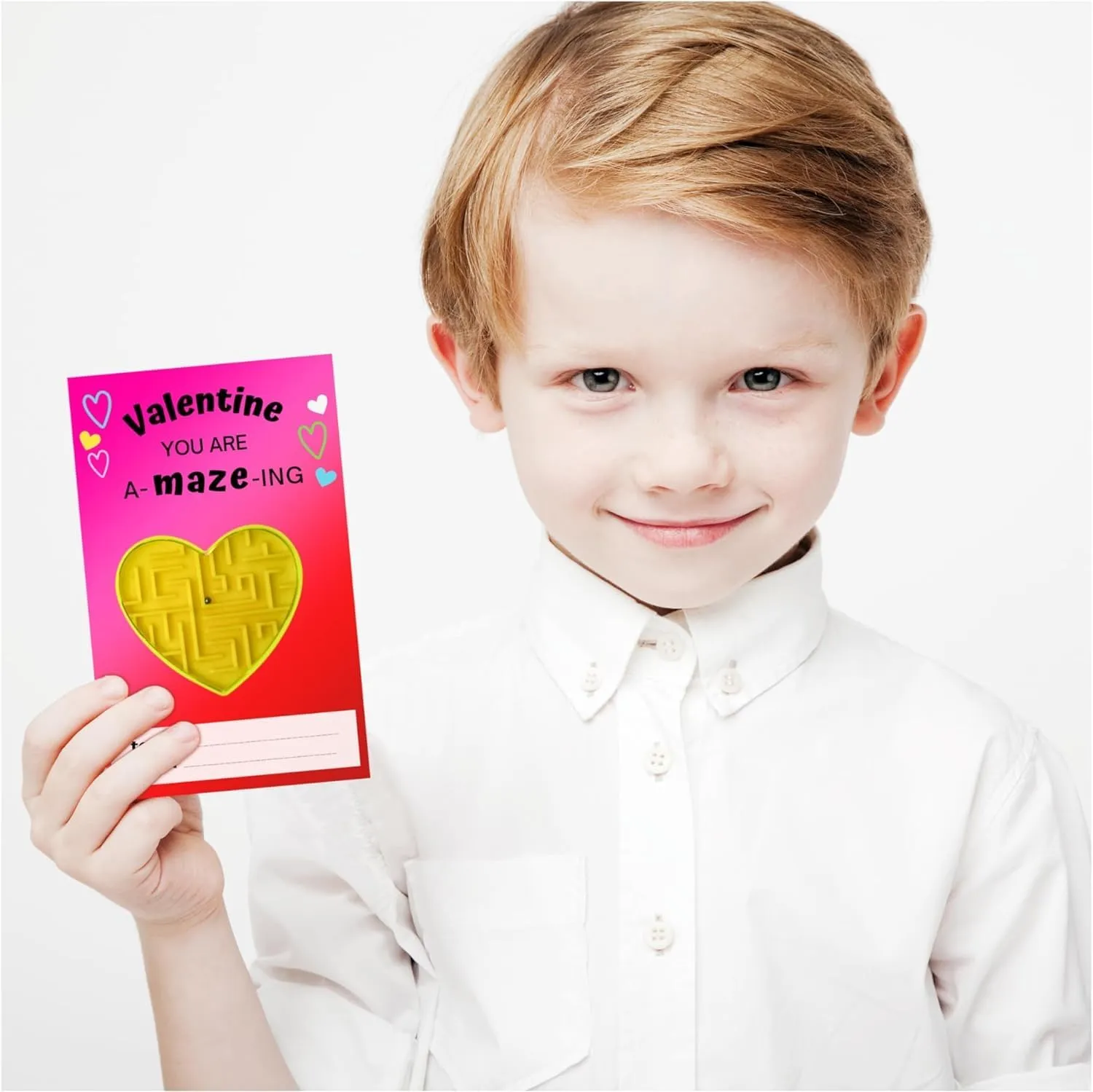 4E's Novelty 72 Pack Valentines Day Cards Gifts for Kids Classroom Heart Mazes Set, School Exchange Toy Bulk Party Favors for Boys Girls