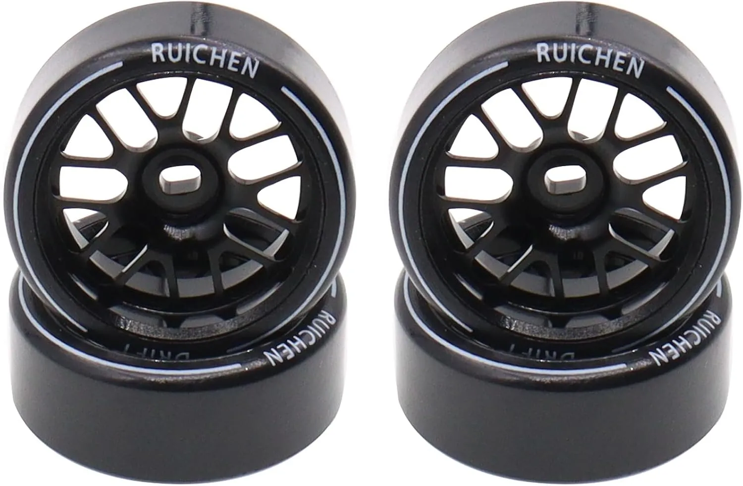 4PCS 27Mm Hard Drift Metal Wheel Rim Tyres Compatible with Wltoys 284131 K969 K979 K989 Kyosho Mini-Z 1/28 RC Car Parts（Black）