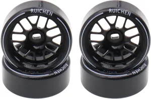 4PCS 27Mm Hard Drift Metal Wheel Rim Tyres Compatible with Wltoys 284131 K969 K979 K989 Kyosho Mini-Z 1/28 RC Car Parts（Black）