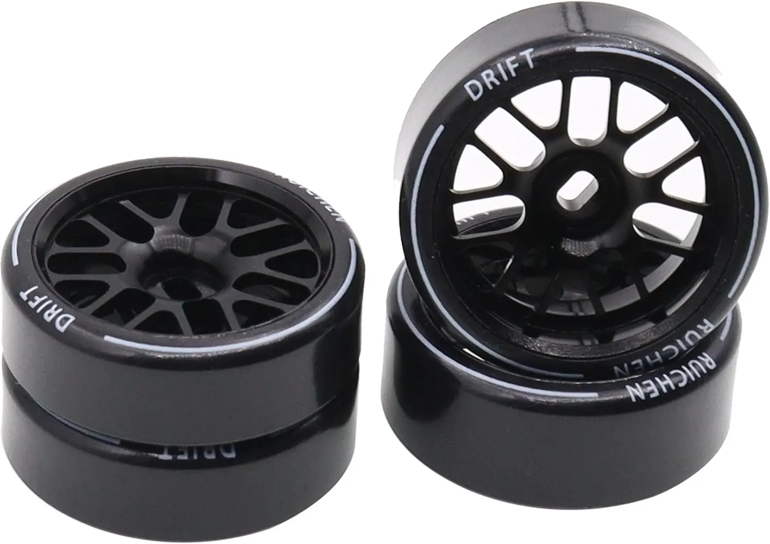 4PCS 27Mm Hard Drift Metal Wheel Rim Tyres Compatible with Wltoys 284131 K969 K979 K989 Kyosho Mini-Z 1/28 RC Car Parts（Black）