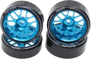 4PCS 27Mm Hard Drift Metal Wheel Rim Tyres Compatible with Wltoys 284131 K969 K979 K989 Kyosho Mini-Z 1/28 RC Car Parts（Blue）