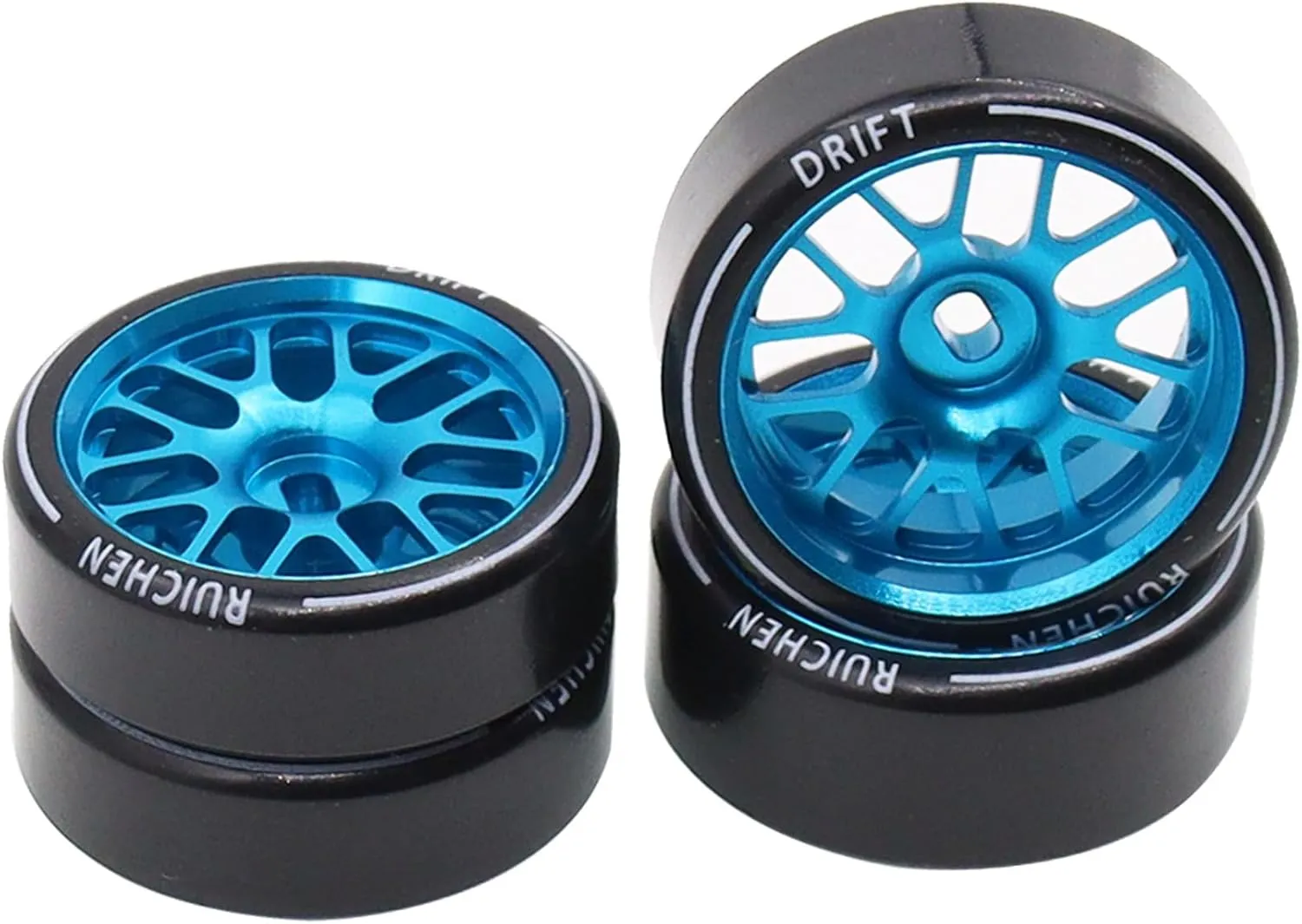 4PCS 27Mm Hard Drift Metal Wheel Rim Tyres Compatible with Wltoys 284131 K969 K979 K989 Kyosho Mini-Z 1/28 RC Car Parts（Blue）