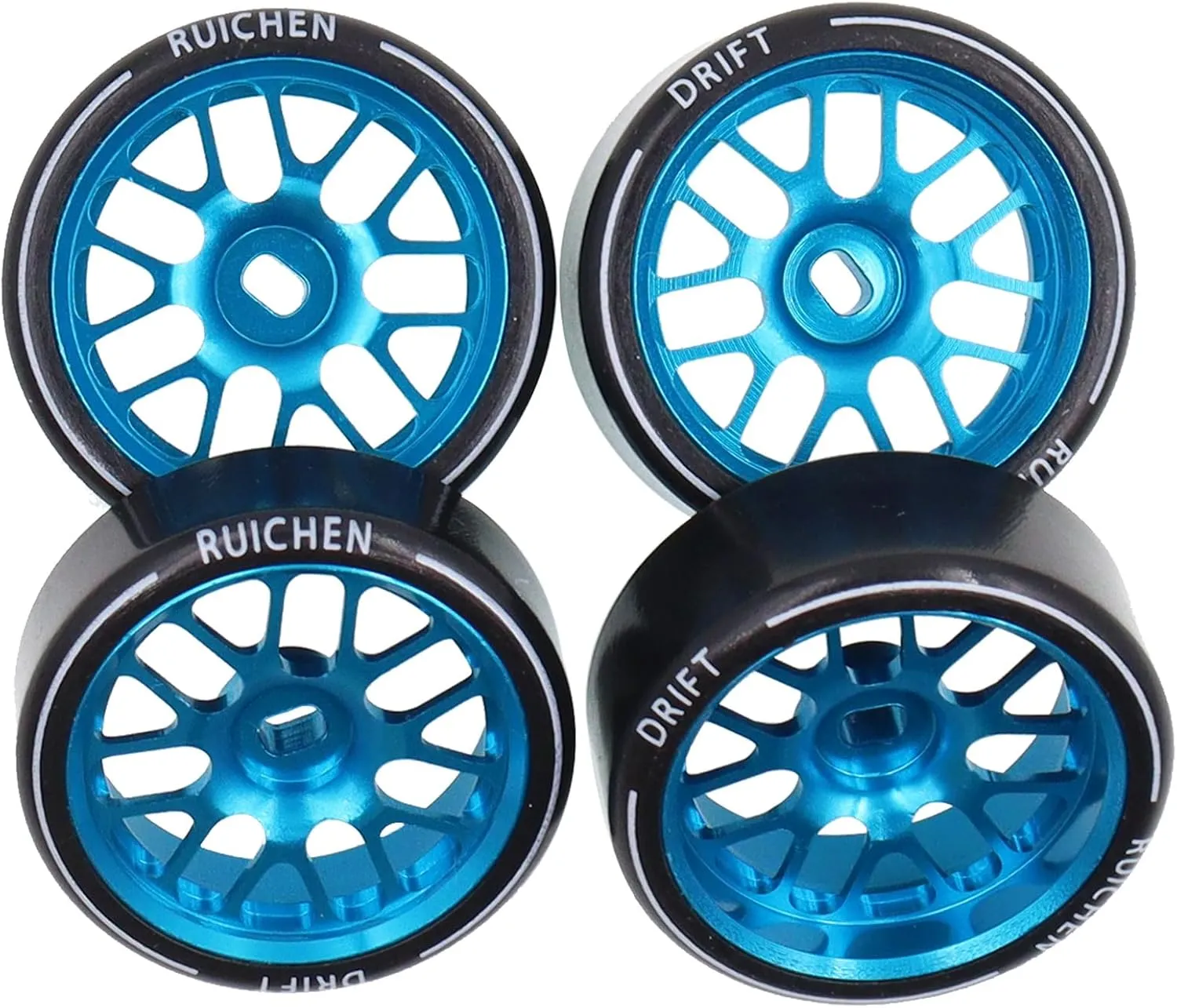 4PCS 27Mm Hard Drift Metal Wheel Rim Tyres Compatible with Wltoys 284131 K969 K979 K989 Kyosho Mini-Z 1/28 RC Car Parts（Blue）