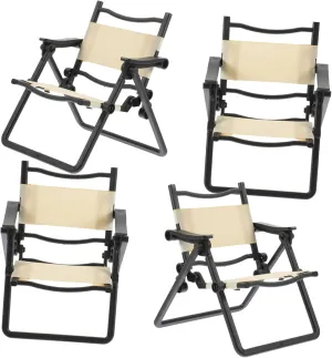 4pcs Miniature Chair Folding Beach Chair Props for Dollhouse Decoration for Imaginative Play and Aesthetic Enhancement for Doll Enthusiasts