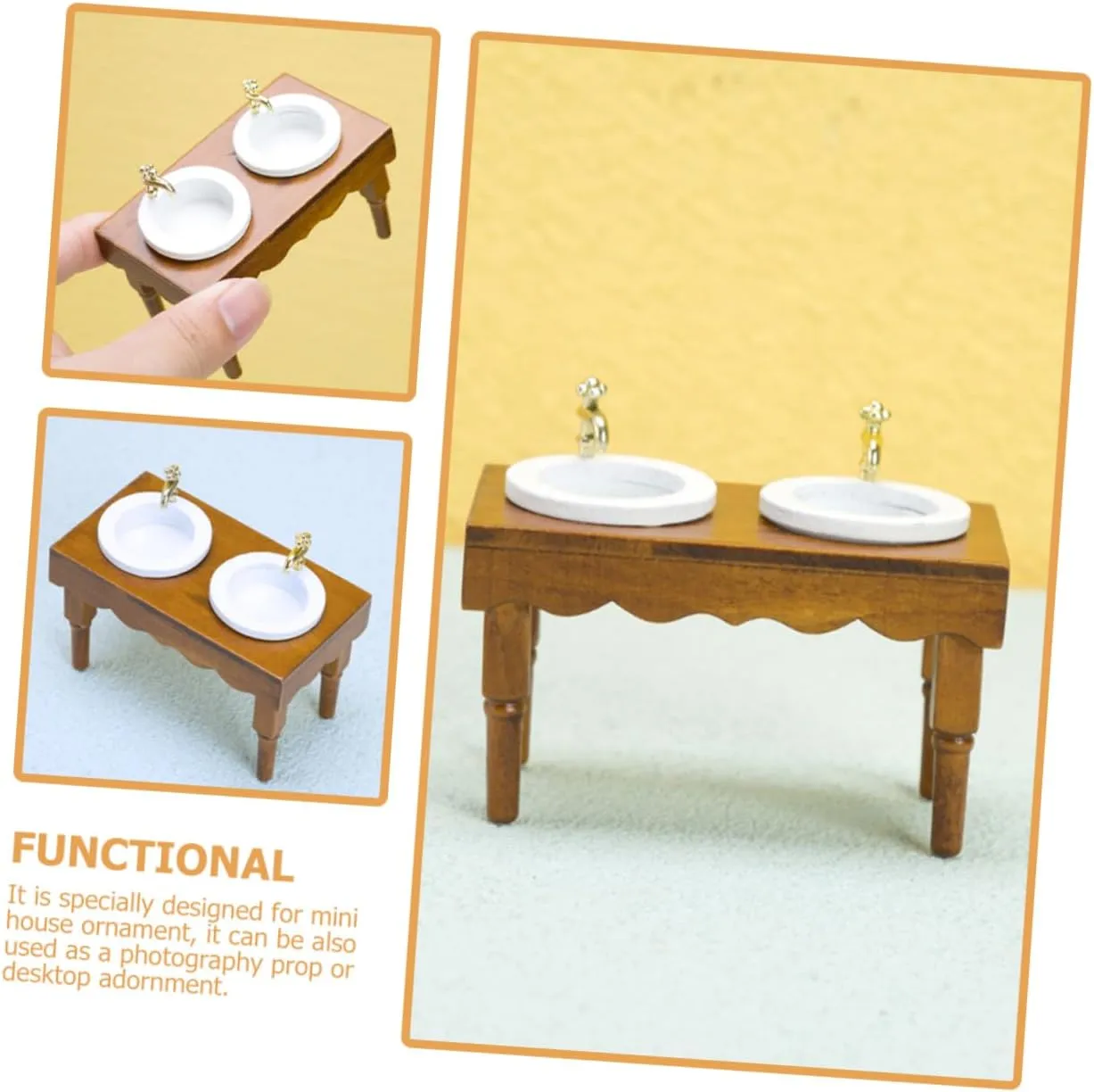 4pcs Miniature Dollhouse Bathroom Sink Cabinet Realistic Wash Basin Furniture for Doll House Decor Compact Design for House and Landscape Layout