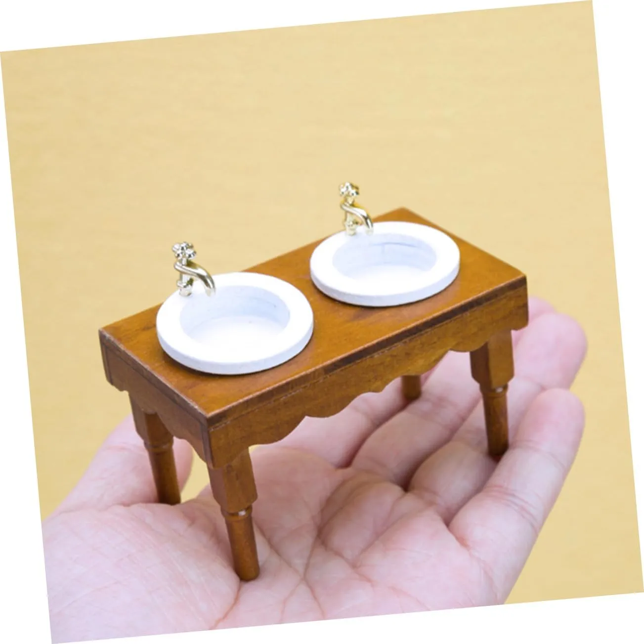 4pcs Miniature Dollhouse Bathroom Sink Cabinet Realistic Wash Basin Furniture for Doll House Decor Compact Design for House and Landscape Layout