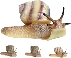 4Pcs Miniature Snail Figurines Realistic Plastic Snail Models for Crafts Fairy Dollhouse Decor and Garden Accessories Educational Nature Teaching
