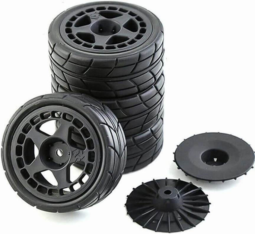 4PCS 65mm Rubber Tires Flat Running Tire Plastic Wheel Fit 1/10 RC Rally Car Wheels for Tamiya TT02 XV01 RC Crawler Car