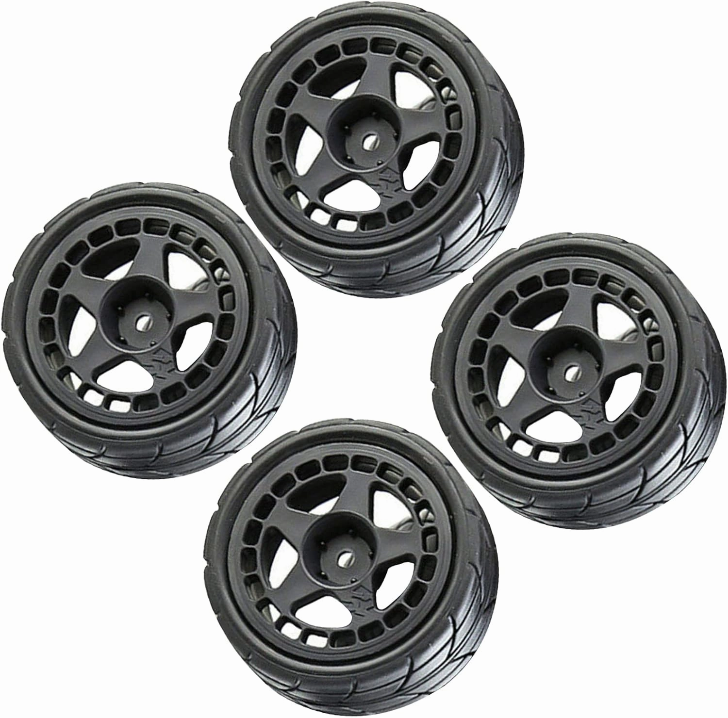 4PCS 65mm Rubber Tires Flat Running Tire Plastic Wheel Fit 1/10 RC Rally Car Wheels for Tamiya TT02 XV01 RC Crawler Car