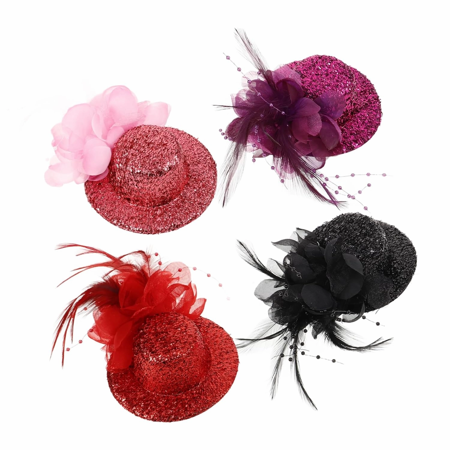 4pcs Retro Style Hairpin Glittering Woolen Mesh Clips for Tea Party Cosplay and Formal Dress Accessories