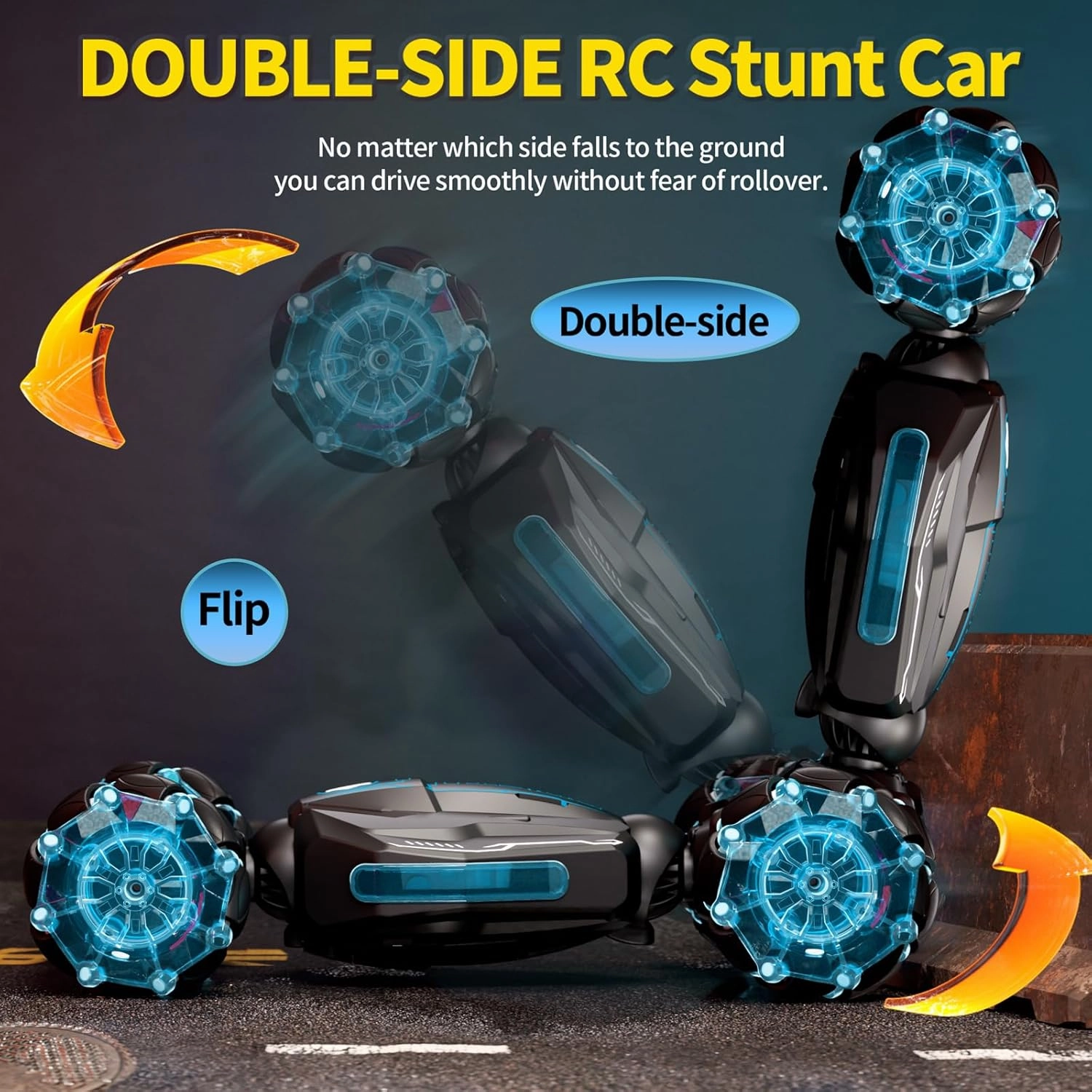 4WD Remote Control Car for Boys,2.4GHz Gesture Sensing Drift RC Cars,360°Flips Off-Road Hand Controlled RC Stunt Car with Lights Music,Toy Car Birthday Gifts for Boys Kids Age 6  (Blue