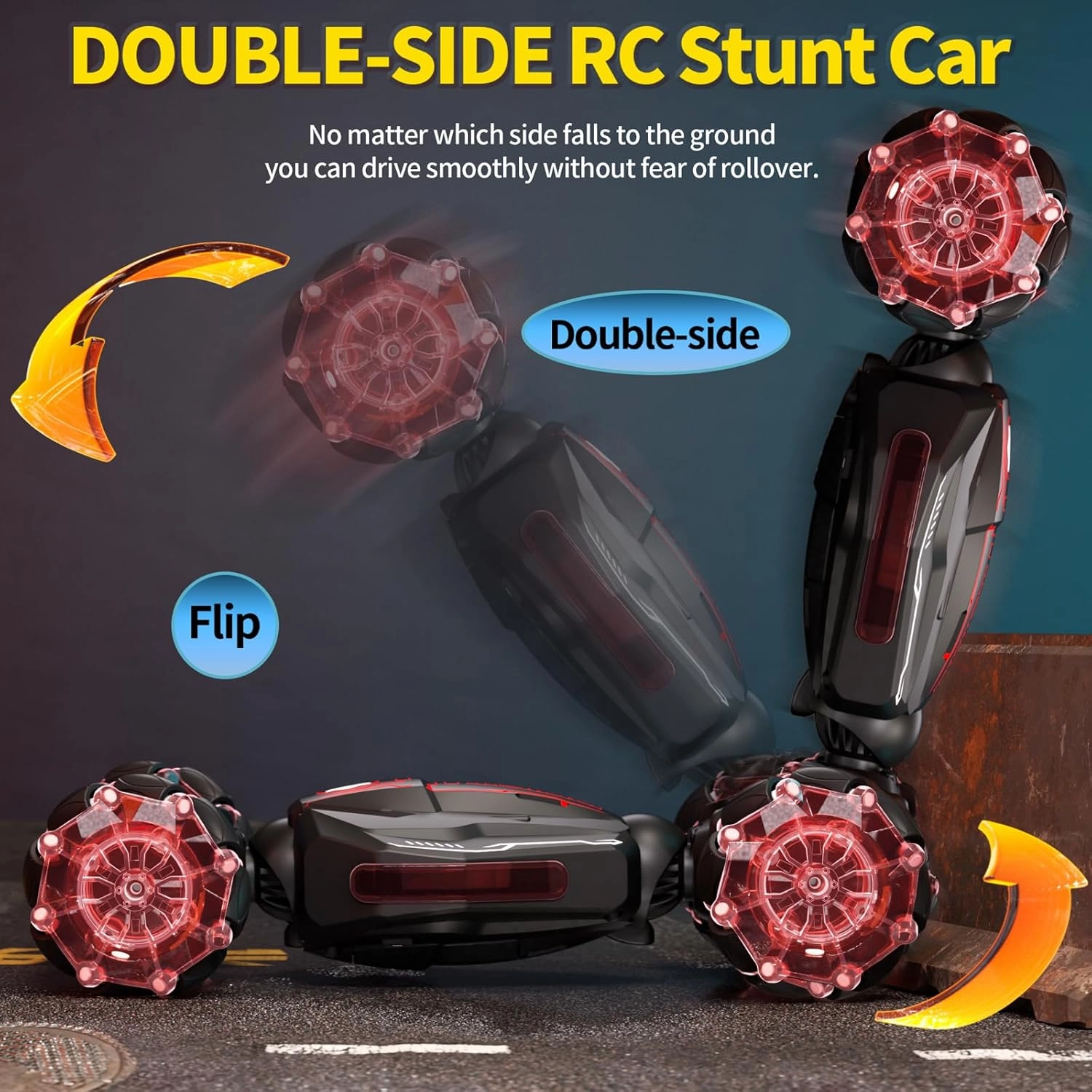 4WD Remote Control Car for Boys,2.4GHz Gesture Sensing Drift RC Cars,360°Flips Off-Road Hand Controlled RC Stunt Car with Lights Music,Toy Car Birthday Gifts for Boys Kids Age 6  (Red