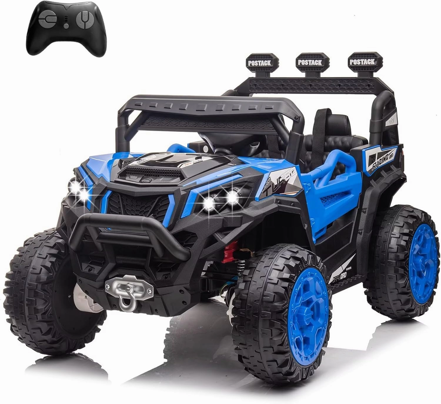 4X4 24V Ride-On Toy Car Kids UTV w/Remote Control Electric Ride On Off-Road Truck Car with Music, LED Lights 19" Spacious Seat, Soft Start Electric Car for Kids Toddlers