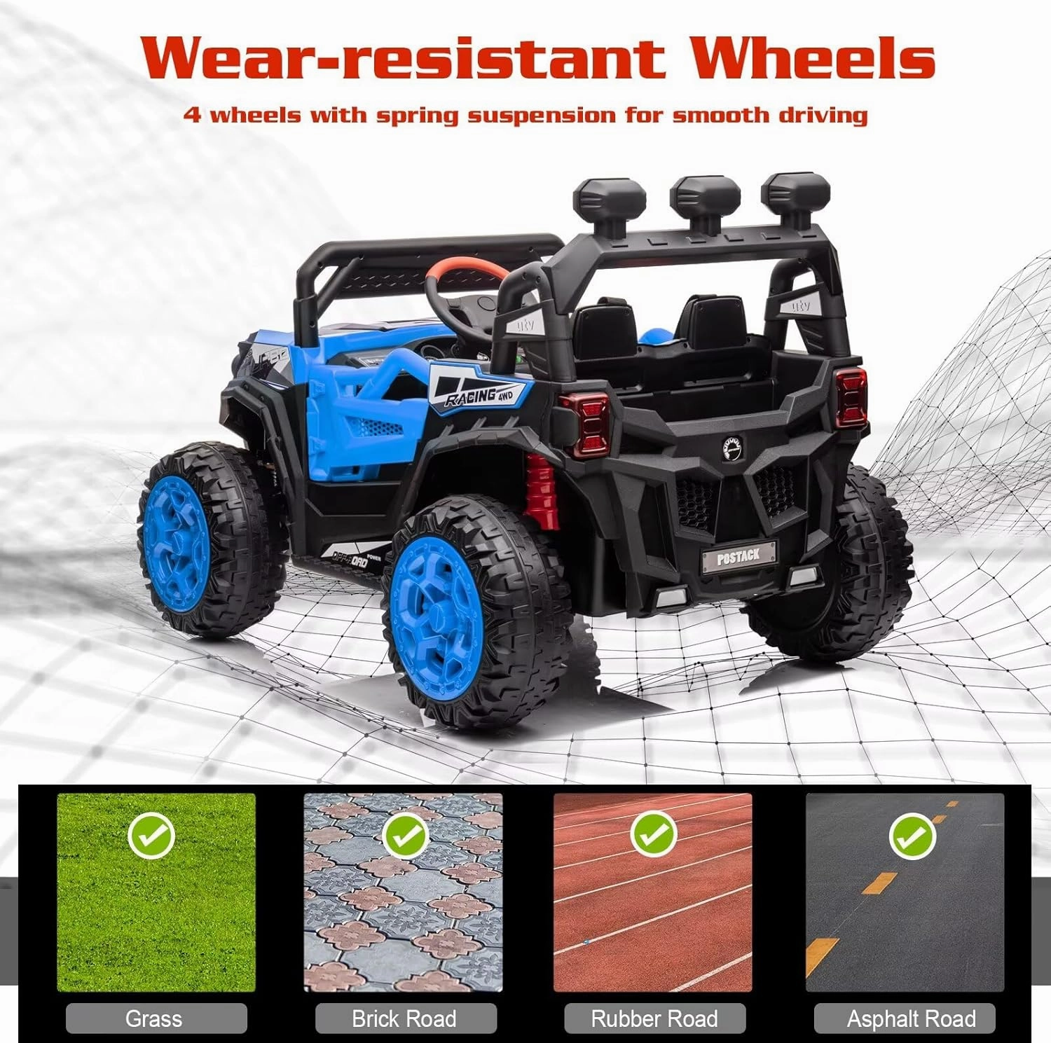 4X4 24V Ride-On Toy Car Kids UTV w/Remote Control Electric Ride On Off-Road Truck Car with Music, LED Lights 19" Spacious Seat, Soft Start Electric Car for Kids Toddlers