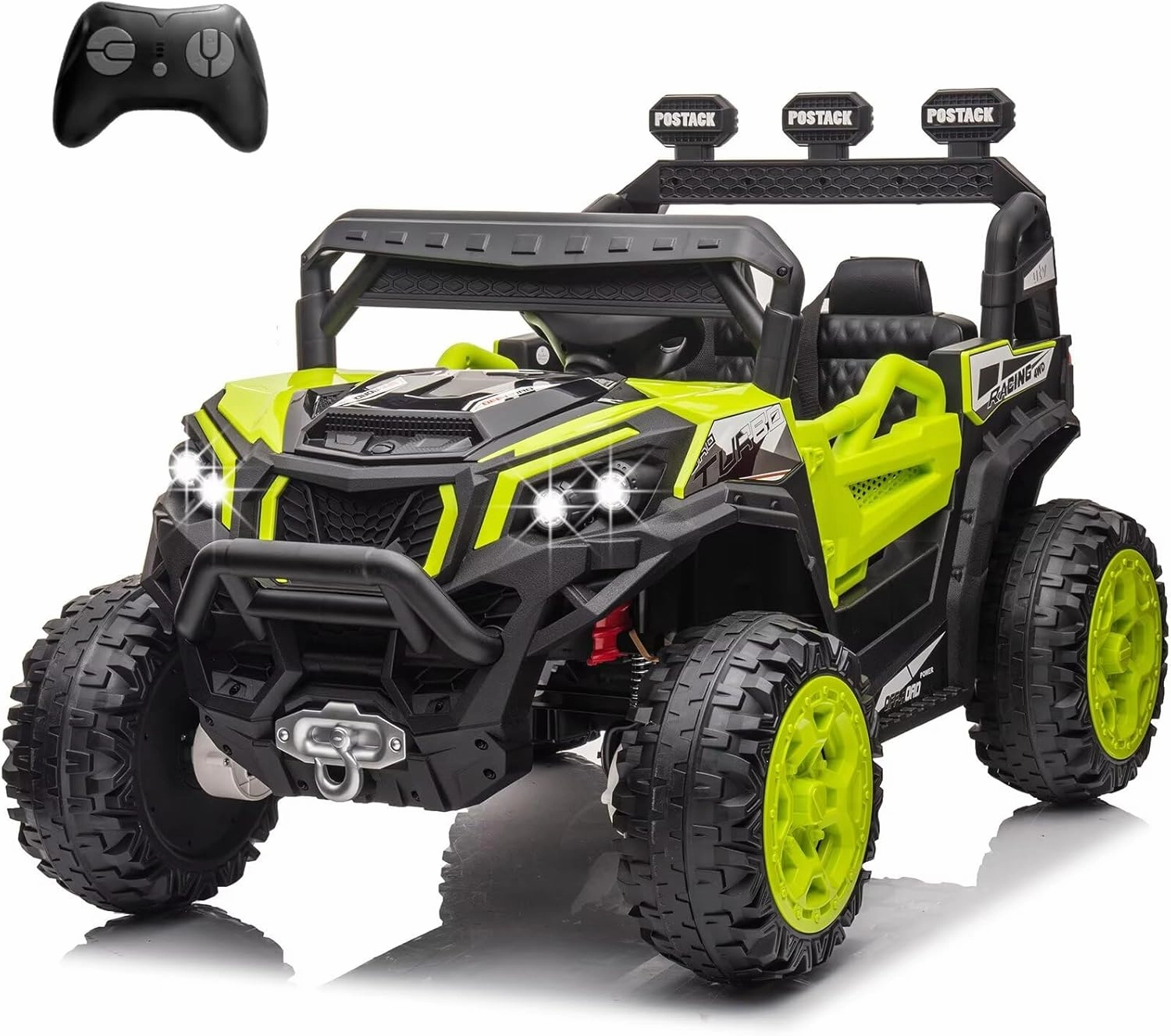 4X4 24V Ride-On Toy Car Kids UTV w/Remote Control Electric Ride On Off-Road Truck Car with Music, LED Lights 19" Spacious Seat, Soft Start Electric Car for Kids Toddlers