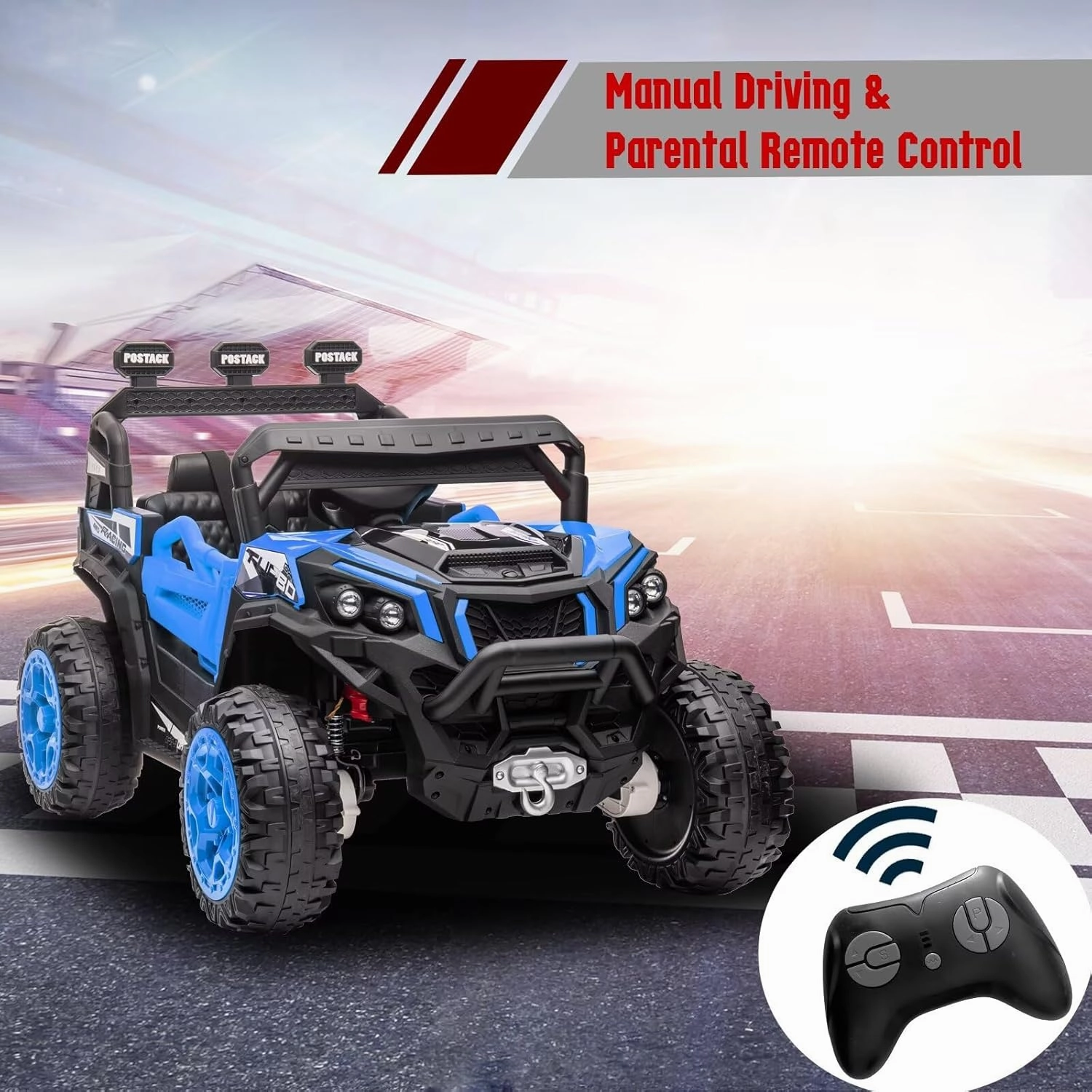 4X4 24V Ride-On Toy Car Kids UTV w/Remote Control Electric Ride On Off-Road Truck Car with Music, LED Lights 19" Spacious Seat, Soft Start Electric Car for Kids Toddlers