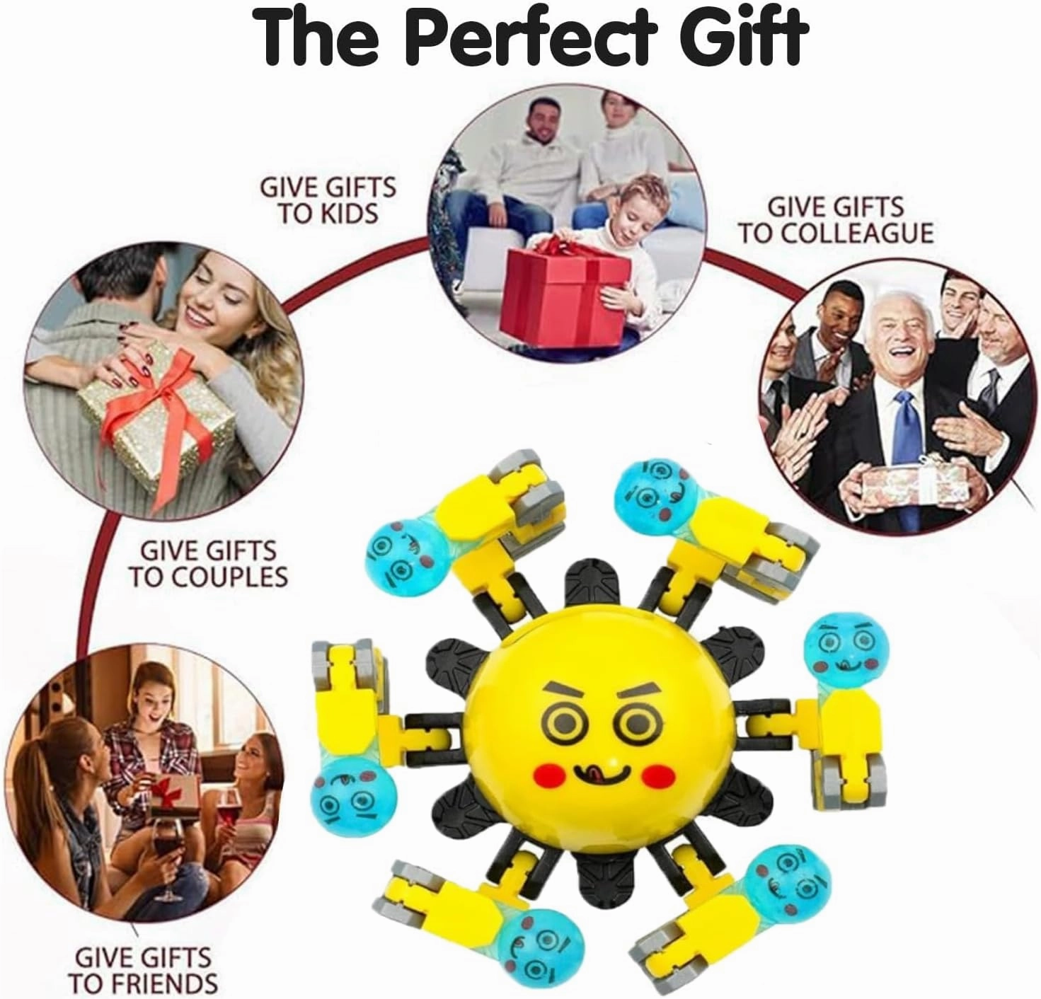 50 Pcs Transformable Fidget Spinner Toys for Kids, Stress Relief Sensory Toys for Autism ADHD, Birthday Party Favors, Easter Basket Essentials, Classroom Prizes, Stocking Stuffers for Boys Girls