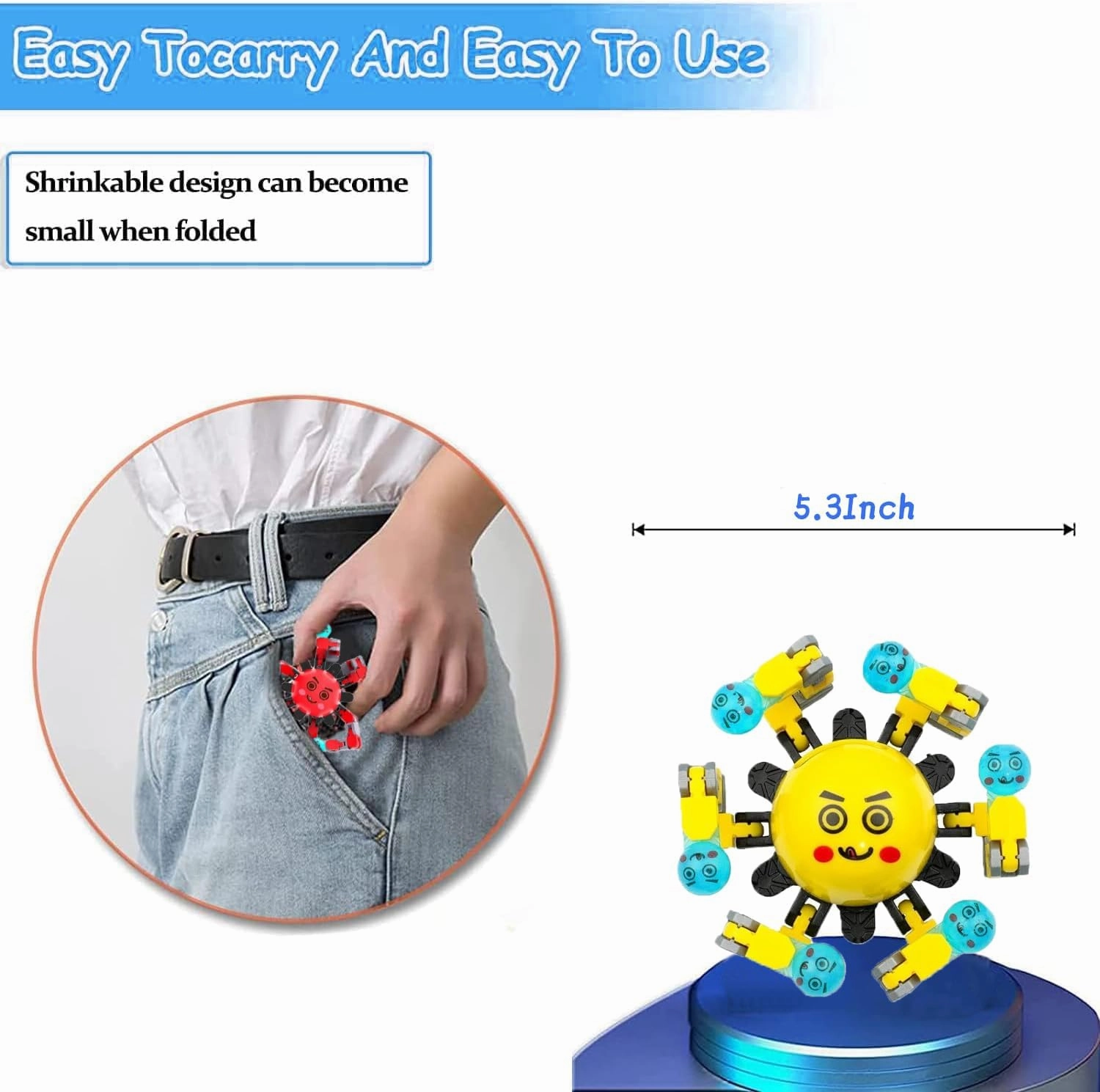 50 Pcs Transformable Fidget Spinner Toys for Kids, Stress Relief Sensory Toys for Autism ADHD, Birthday Party Favors, Easter Basket Essentials, Classroom Prizes, Stocking Stuffers for Boys Girls