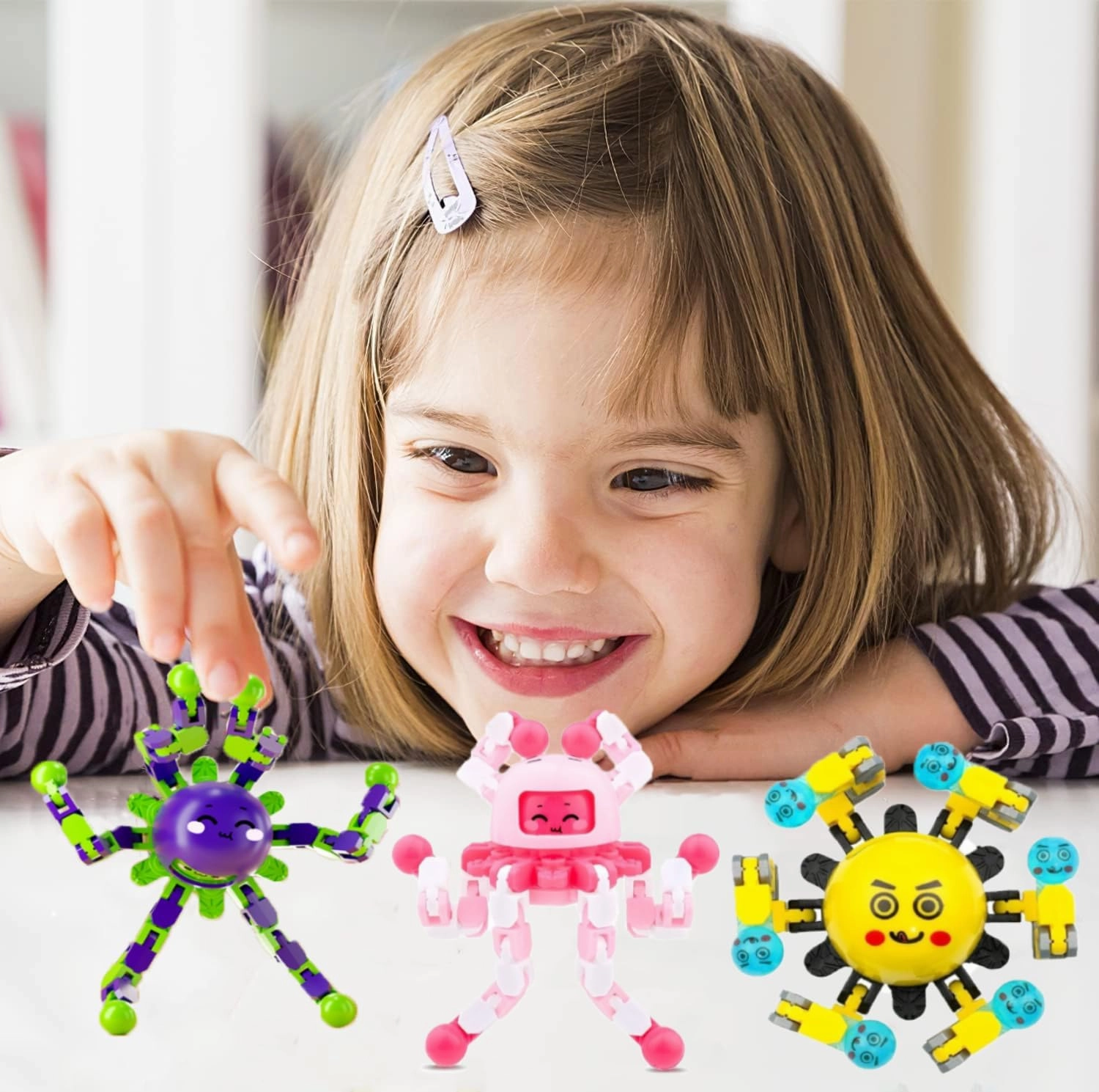 50 Pcs Transformable Fidget Spinner Toys for Kids, Stress Relief Sensory Toys for Autism ADHD, Birthday Party Favors, Easter Basket Essentials, Classroom Prizes, Stocking Stuffers for Boys Girls