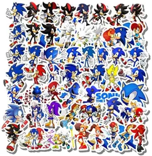 54 Pcs Stickers Pack Sticker Funny Wall Sonic Aesthetic The Vinyl Hedgehog Colorful 54 Waterproof Decal for Skateboard Luggage Laptop Car Water Guitar Bumper Bike Bottle