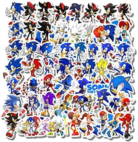 54 Pcs Stickers Pack Sticker Funny Wall Sonic Aesthetic The Vinyl Hedgehog Colorful 54 Waterproof Decal for Skateboard Luggage Laptop Car Water Guitar Bumper Bike Bottle