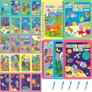 5pcs Magic Water Book; Magic Water Painting Book; Paint with Water Books; 5 Different Themes (5)