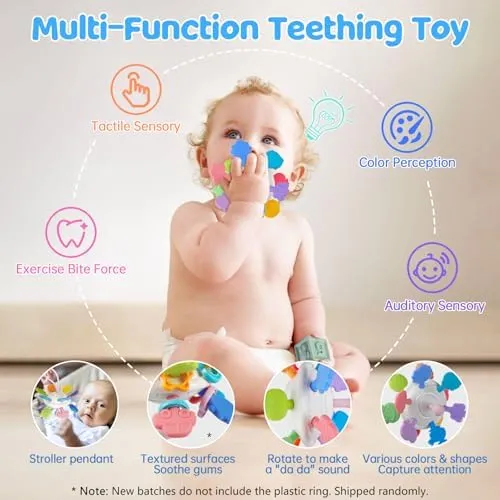 6 in 1 Montessori Baby Toys for 1   Year Old, Infant Sensory Teething Toys for Babies 6-12 Months, Wooden Stacking Building Blocks Shape Sorter, Xylophone Musical Toy, Birthday Gift for Toddlers 1 2 3