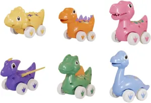 6 Pcs Pull Back Dinosaur Sliding Car for Educational Gliding Trolley for Parent Interaction and Cognitive Development
