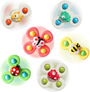 6 PCS Suction Cup Spinner Toys for Kids Ages 1-3, Fidget Spinner Toys for 1 Year Old Boy Girl 12 Months Gifts, Sensory Bath Toy for Toddlers and Infants Birthday Christmas Baby Gift