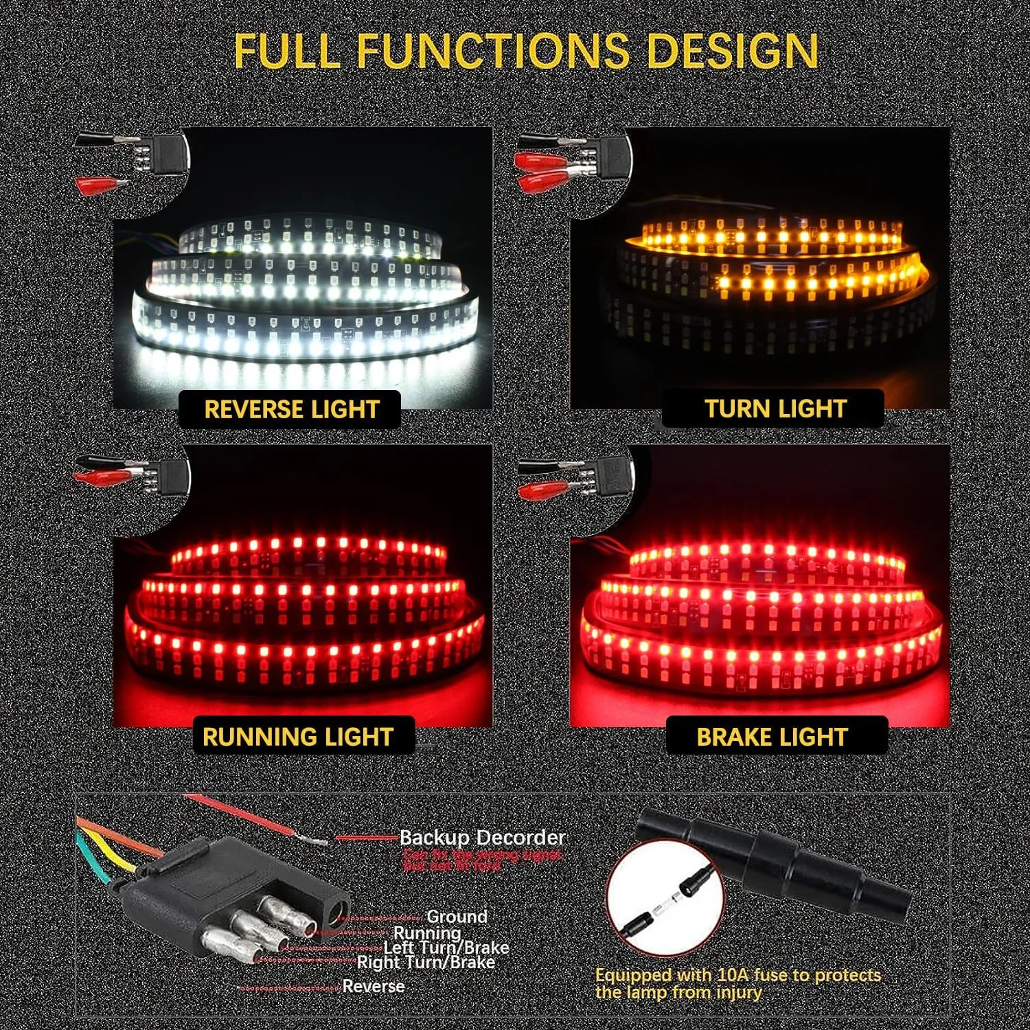 60 Inch LED Tailgate Light Bar with Reverse & Sequential Turn Signals for Truck