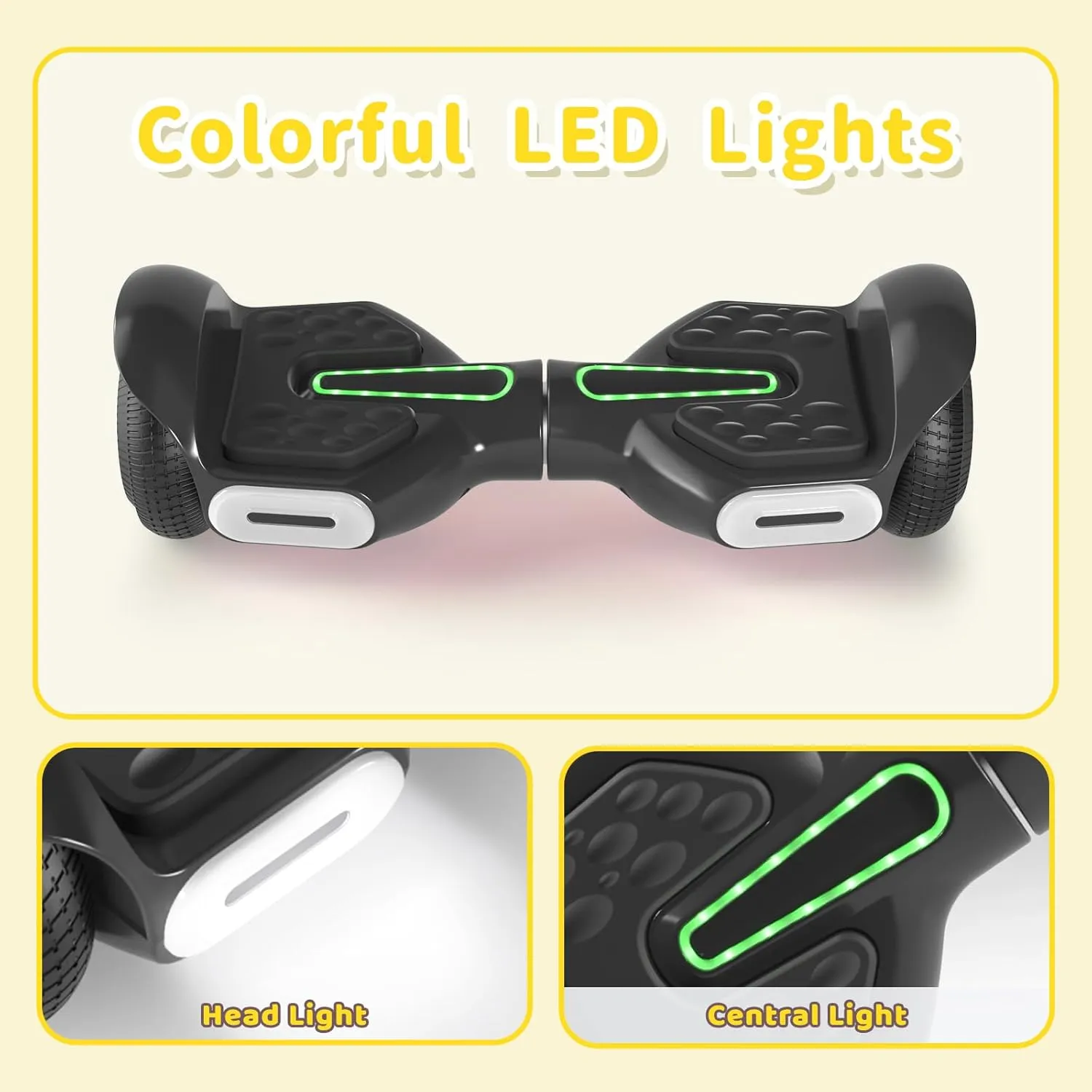 6.5" Scooter, Bluetooth Music Speaker and LED Light, Top 8.5mph & 8.5 Miles Range Power by Dual 250W Motor, Gifts for Kids Adults Boys, for All Ages