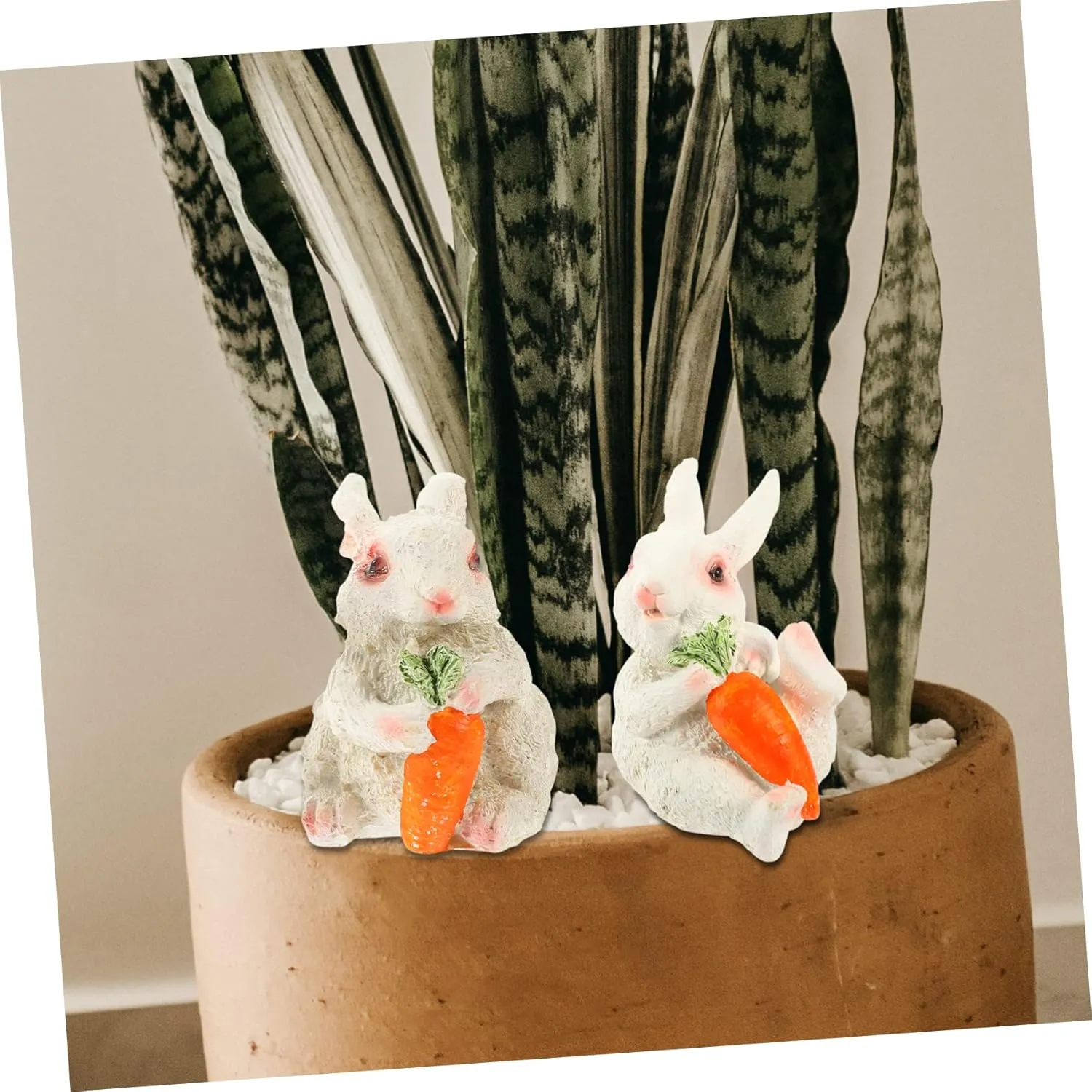6pcs Miniature Figurines Cute Easter Bunny Ornaments for Decor Desktop Garden and Dollhouse Vivid Resin Bunnies for Layouts