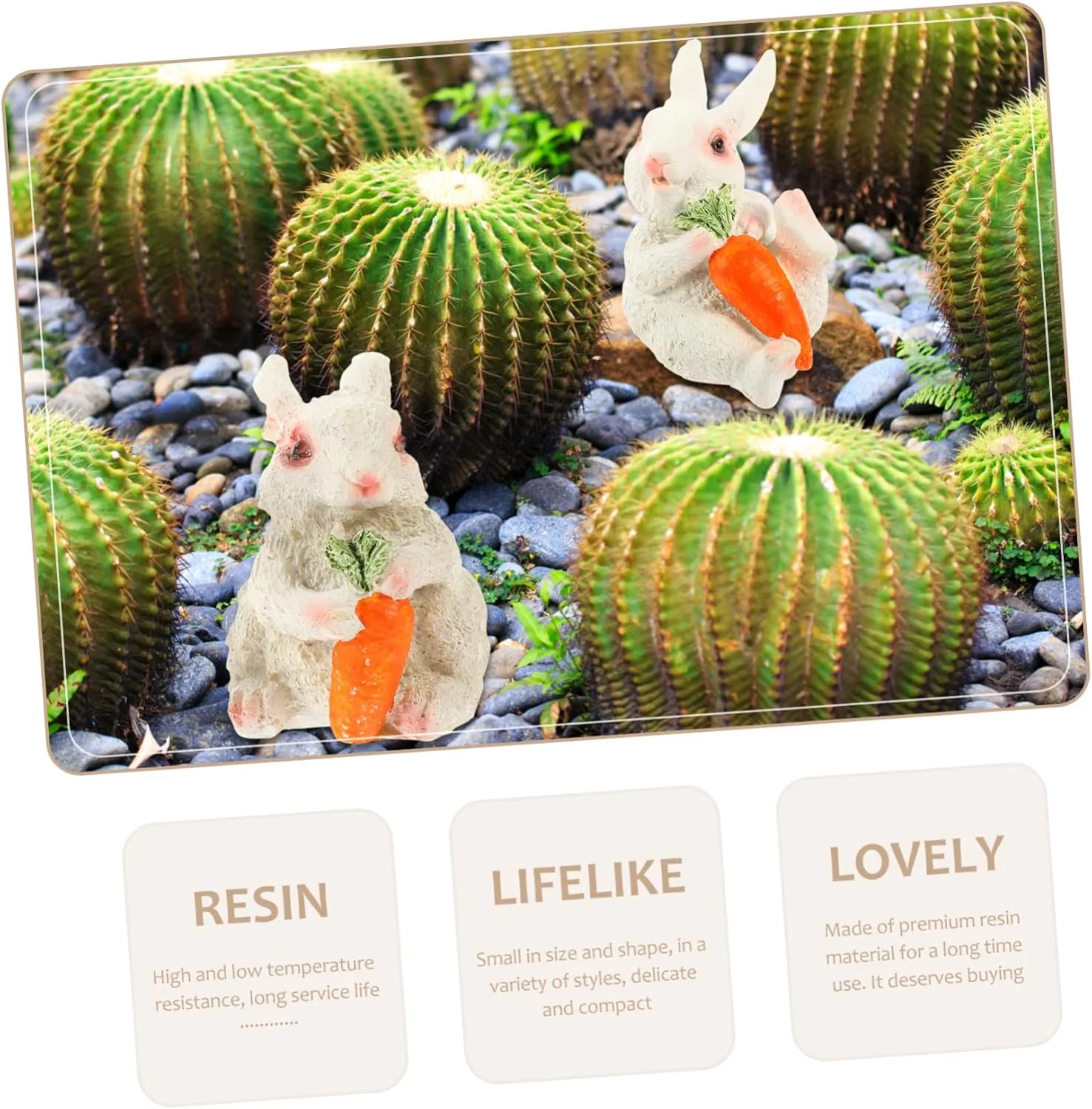 6pcs Miniature Figurines Cute Easter Bunny Ornaments for Decor Desktop Garden and Dollhouse Vivid Resin Bunnies for Layouts