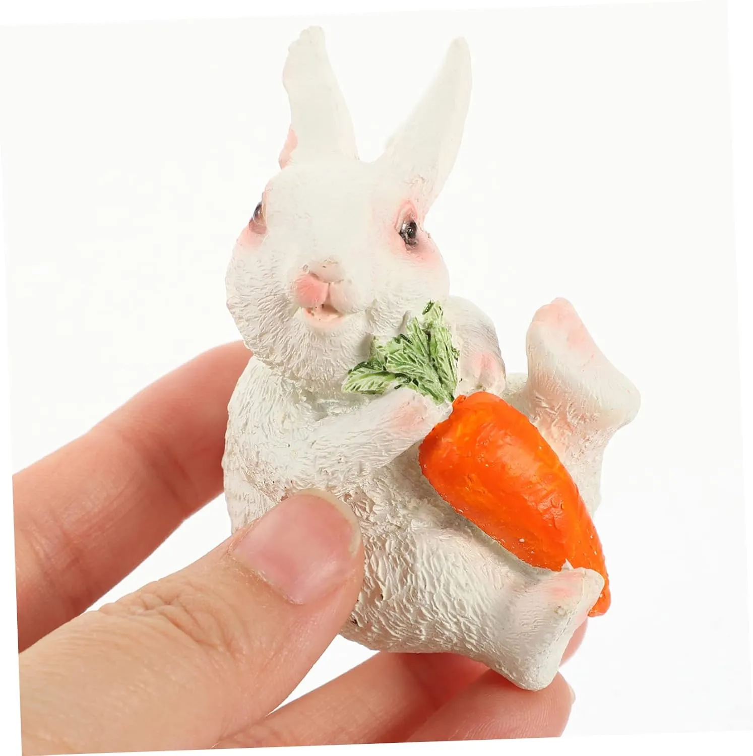 6pcs Miniature Figurines Cute Easter Bunny Ornaments for Decor Desktop Garden and Dollhouse Vivid Resin Bunnies for Layouts