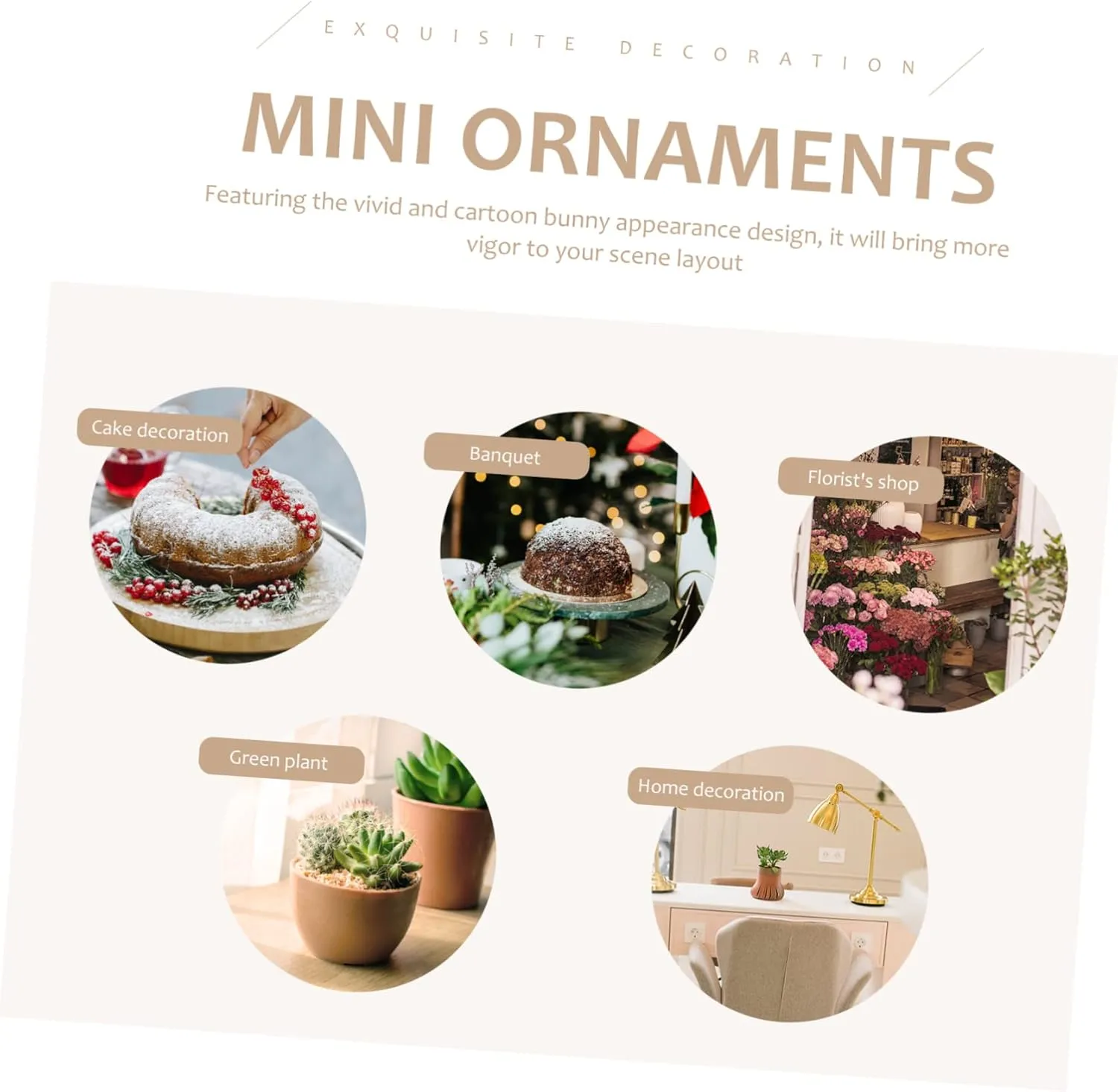 6pcs Miniature Figurines Cute Easter Bunny Ornaments for Decor Desktop Garden and Dollhouse Vivid Resin Bunnies for Layouts