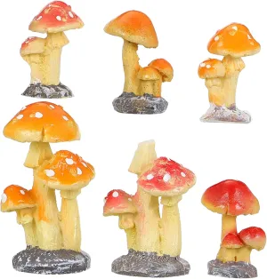 6Pcs Miniature Mushroom Figurines Durable Resin Fairy Garden Accessories for Micro Landscape Dollhouse Decor and Succulent Arrangement Random Styles