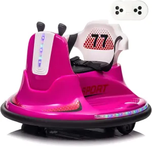 6V Kids Ride On Bumper Car, Electric Toddles Ride On Car with Remote Control, 360 Degree Spin, Safety Belt, Flashing Lights, Music for Boys and Girls, Pink
