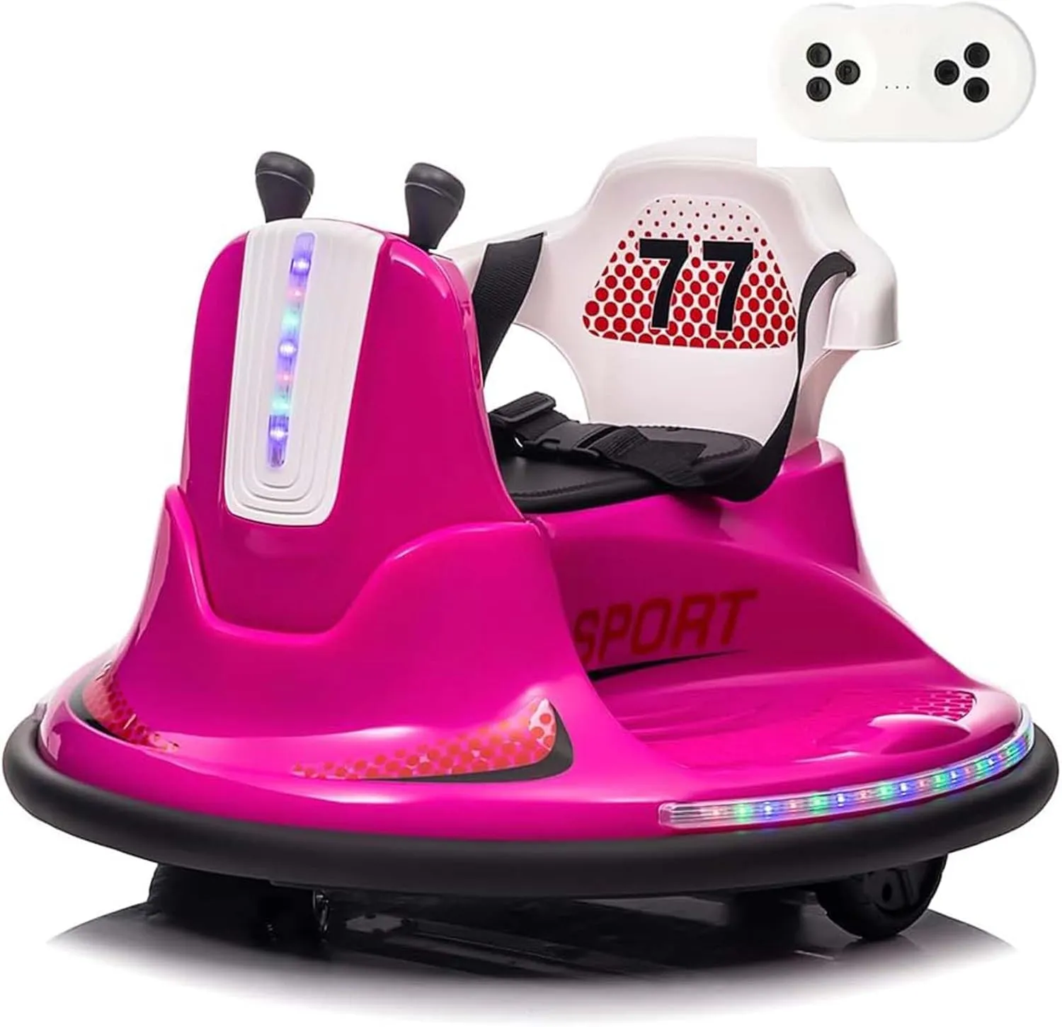 6V Kids Ride On Bumper Car, Electric Toddles Ride On Car with Remote Control, 360 Degree Spin, Safety Belt, Flashing Lights, Music for Boys and Girls, Pink
